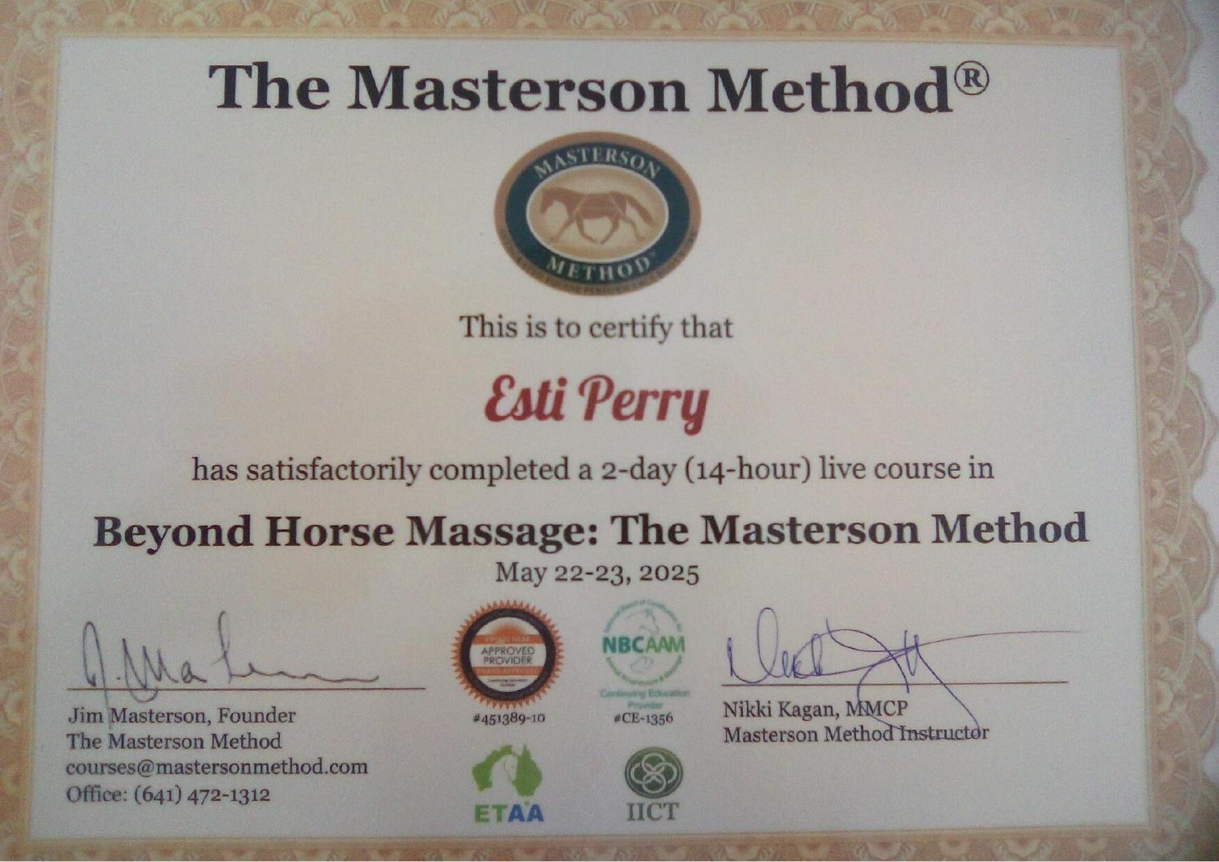 Beyond Horse Massage – The Masterson Method